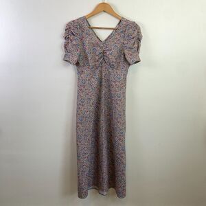 Cocodeal Little Flower Puff Slv Maxi Dress Purple 165/84Y S Cottage Prairie Dree